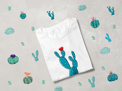 cactus t-shirt cactus floral opuntia illüstration plant succulent t shirt