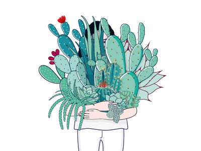 Cacti Girl cactus girl illustration opuntia plants