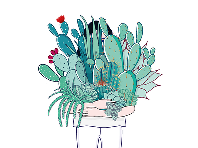 Cacti Girl cactus girl illustration opuntia plants