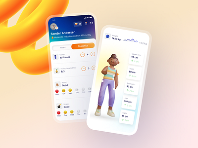 Health app statistics page 3d concept app health ui ux workout
