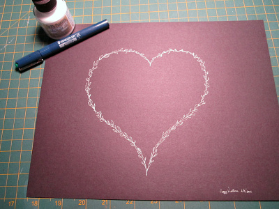 Growing heart 1 fourwindsgraphics hand drawn heart illustration valentines valentines day wedding white ink white on black
