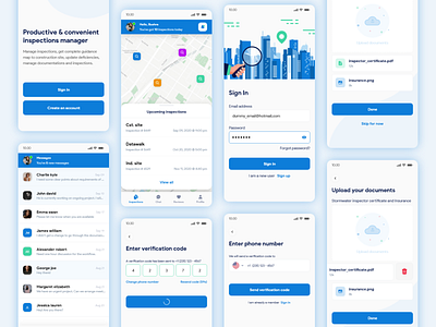 Mobile App - Inspections Manager android app construction documents guide illustration inspections inspector ios management map mobile mobile app mobile app design mobile application mobile ui react native storm user interface workforce