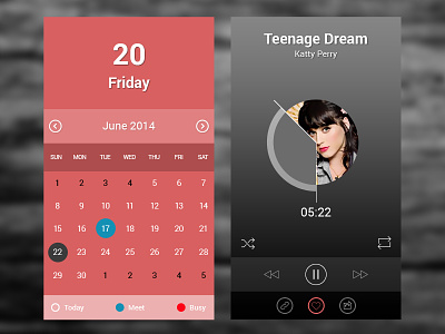Calander N Music Player calendar app ios 7.0 app music app ui designs web design