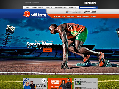 Arifi Sports Dribbble logo design polo shirts rashguards sports goods ui design website interface design