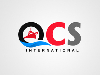 Qcs International blue red logo cargo logo design freight solution logo graphicsb