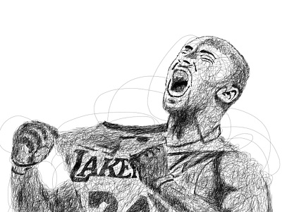 Kobe Bryant Scribble Art art basketball black and white illustration legend nbl photoshop rest in love scribble art
