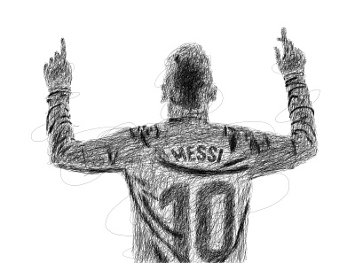 Messi Scribble Art art black and white celebration football goat illustration legend photoshop