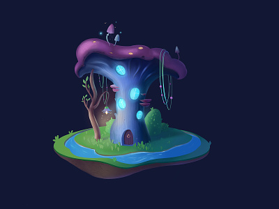 Swamp house illustration magic house mushroom photophop procreate swamp