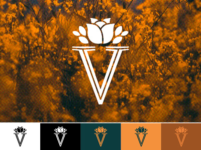 V logo autumn branding challenge dailychallenge dailylogochallenge design flower flower shop logo logochallenge natural orange simple simple logo single letter logo skincare typography v v logo