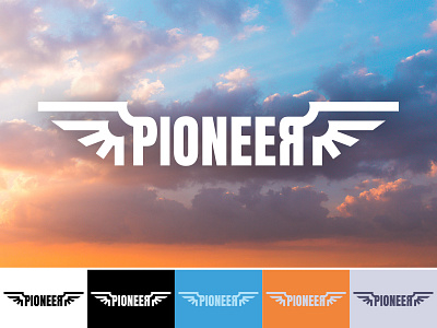Pioneer Logo air air logo airline airtrack branding dailylogochallenge flight fly logo geometric logo logochallenge pionner skybound typography wing
