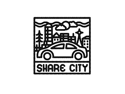 Share City logo black and white car car logo city logo dailylogo dailylogochallenge drive line line work logo logochallenge rideshare share share city sharecity simple travis bickle