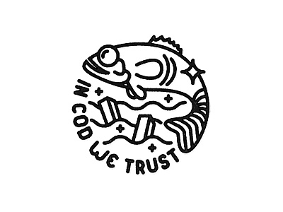 In Cod We Trust cod dailylogo dailylogochallenge epic wrap battles fish food food truck grills just wanna have fun illustration in cod we trust lets ketchup sometime logo logochallenge planet of the crepes rolling scones salmon simple