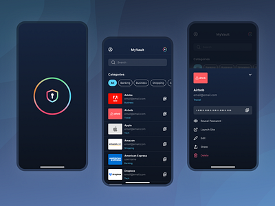 Password Manager App Exploration app app design application clean concept design graphic design interface manager mockup password product product design security ui uidesign user interface ux uxdesign vault