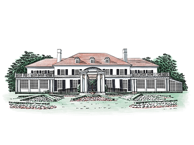 Wedding venue illustration - The Mansion at Shadowbrook architecture building hand drawn illustration mansion sketch venue wedding