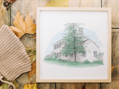 Watercolor Wedding venue illustration