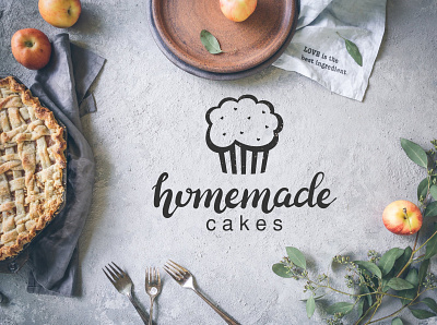 homemade cakes logo bakery cake cupcake design hand drawn illustration lettering logo logotype vector