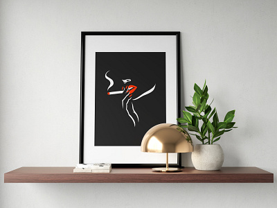 Smoking girl vector art poster art black design girl illustration lips minimalistic poster smoking vector