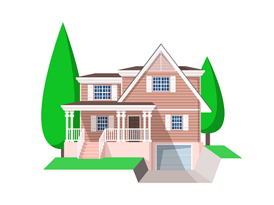 Cute little house architecture art building cozy design exterior flat home house vector