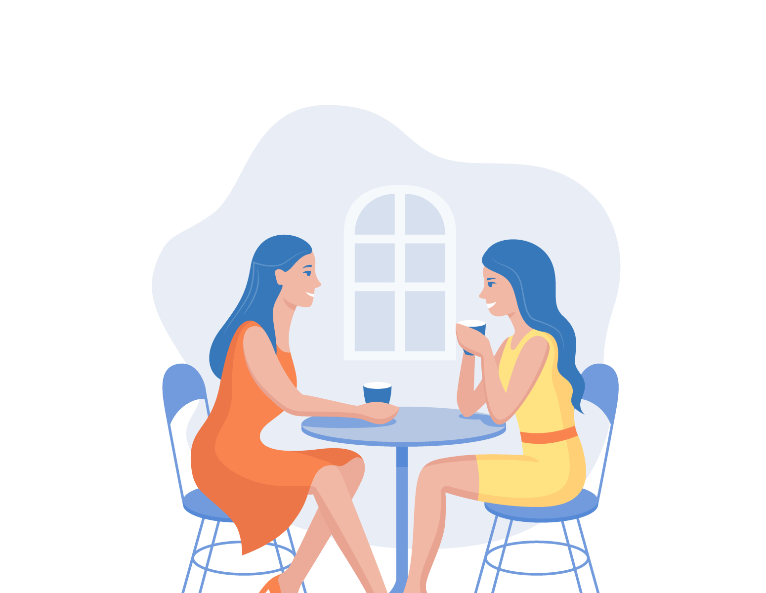 Friends talking over a Cup of coffee by Margarita Fedorenko on Dribbble