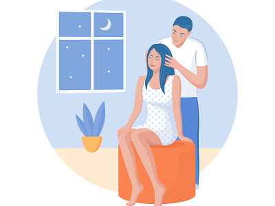 Head massage app art couple design family illustration love massage portrait ui ux vector