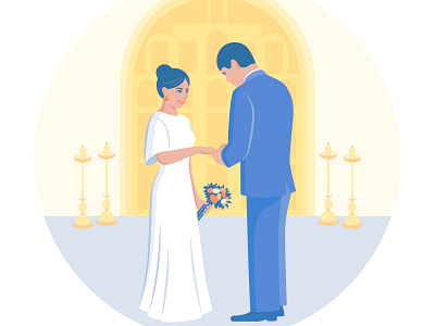 Wedding art church couple design family husband illustration love rings ui ux vector wedding wife