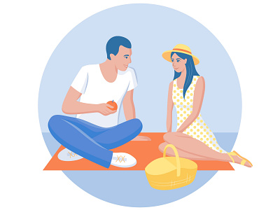 Picnic art couple design family food illustration love picnic smile ui ux vector