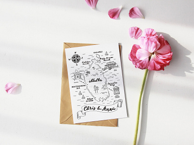 Custom Wedding Map Illustration art custom drawing hand drawn illustration love map sketch vector venue wedding