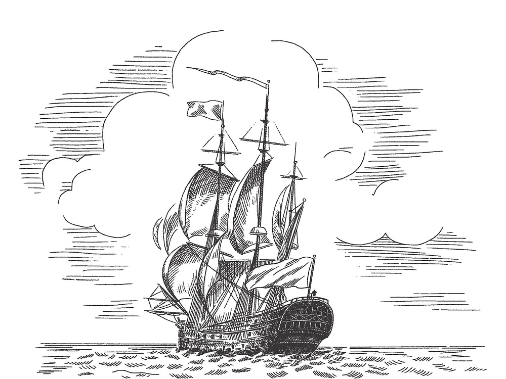 Sailing Vessel sketch illustration by Margarita Fedorenko on Dribbble