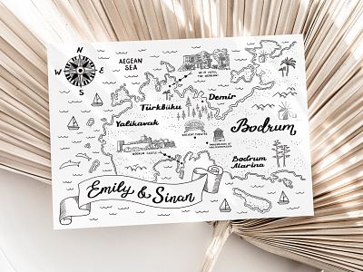 Custom Wedding Map Illustration