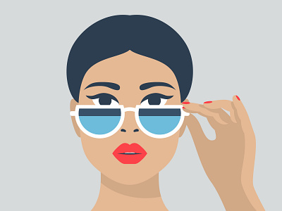 Woman in sunglasses - vector illustration art design illustration lips portrait red sunglasses vector woman