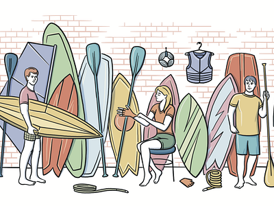 Surfing store website illustration