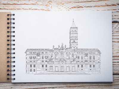 Santa Maria Maggiore, Basilica of Saint Mary Major in Rome architecture art basilica black building byzantine cathedral christianity church heritage historical italy religion rome saint saint mary major santa maria maggiore sketch