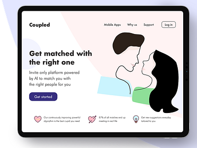 Coupled concept dating app datingapp illustration landing page ui webdesign website