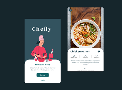 Chefly - recipe app concept cooking app illustration minimalism mobile app mobile design mobile ui recipe app simple ui