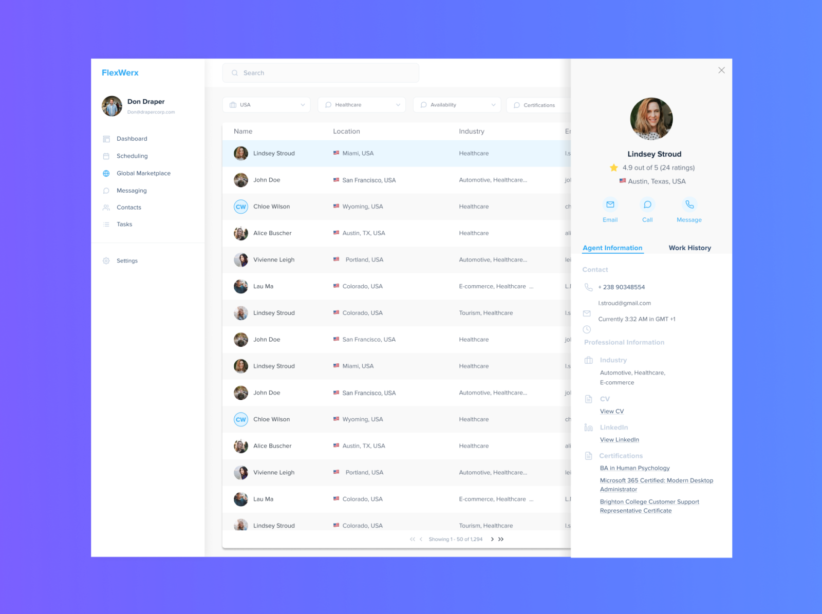 Employee data table view + profile card by 👩🏻‍🎨 Una Bassil on Dribbble