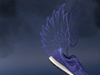 Nike Pegasus advert blue cloud nike photo shoot photography promo shadow shoes sneakers trainers wings