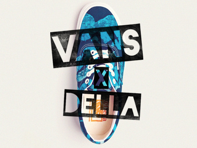 Vans X Della for schuh blue colab della email grey schuh shoes stamp type typography vans