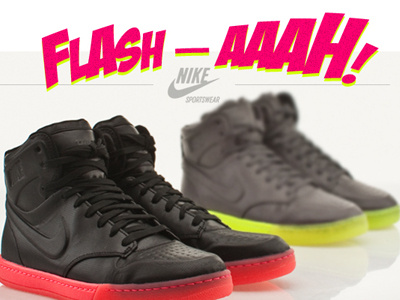 Flash email flash hi top interface neon nike photography shoes sneakers typography website