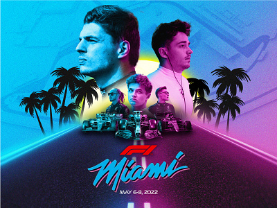 Formula 1 Miami Grand Prix design ferrari formula1 george russell graphic design lando norris leclerc lewis hamilton mclaren miami poster sports verstappen