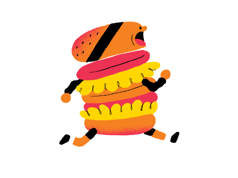 Runburger animation anitimatter frame hamburger illustration running walkcycle
