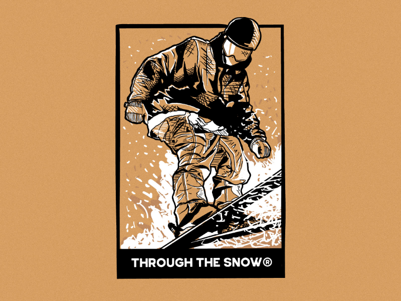 Through the snow® instagram illustrator retro logo graphic designer white black illustration one ink logo logo design graphic design skiing snow