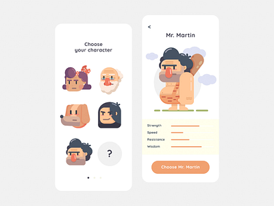 Choose your character Flat Menu app cartoon character design flat game illustration instagram menu uiux design uxui design