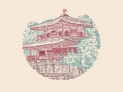 Temple 🏯 digital illustration graphic design handmade illustration illustrator instagram retro temple vintage effect