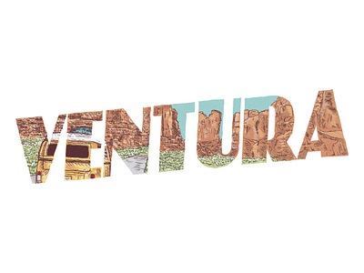 VENTURA ✨⛰️ graphic design handmade logo illustration illustrator landscape logo ventura vintage