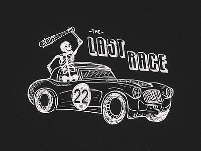The last race graphic design handmade logo instagram last race race car retro skeleton vintage illustration