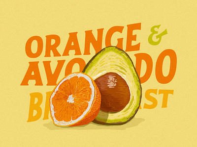Orange & avocado breakfast 🍊🥑 avocado colorful graphic designer healthy breakfast logo design orange summer design vintage illustration