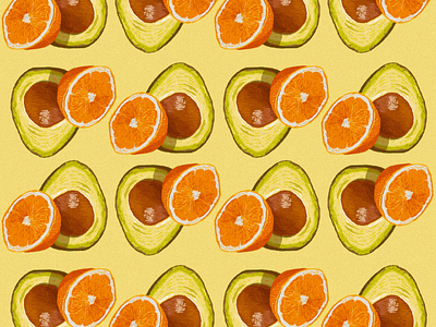 Orange & avocado pattern avocado colorful graphic designer healthy breakfast logo design orange summer design vintage illustration