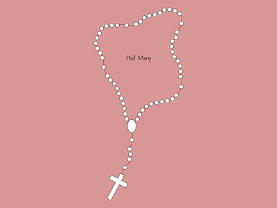 Pink Catholic Rosary Poster Design catholic design digital flat illustration pink rosary vector