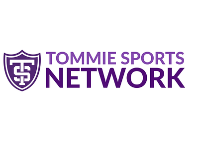 Tommie Sports Network Logo branding branding and identity design flat logo modern network purple sports typogaphy university