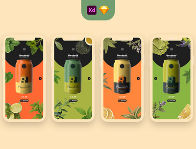 Marrakeshi Iced Tea Drinks Shop Ui Ux pack (xd / Sketch) app brand design brand identity figma figmadesign interface interface design ios kit mobile ui ui ui ux ui design uiux ux uxdesign xd xd design